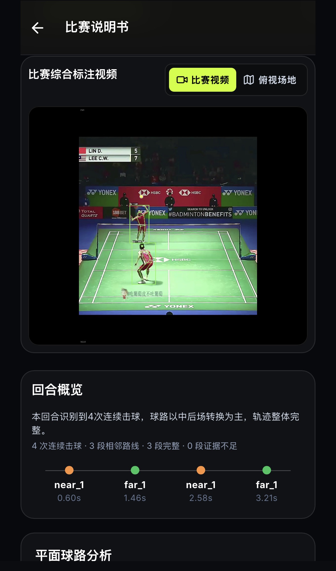 比赛说明书标注视频与回合概览界面